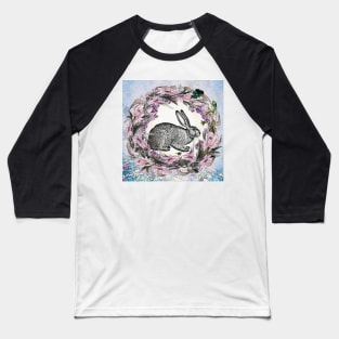 Spring Rabbit in Flower Wreath, Pretty for Floral Spring Easter Bunny Baseball T-Shirt